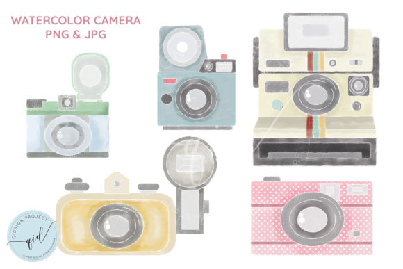 5 Watercolor Camera Clipart: Soft Illustrations for Brands
