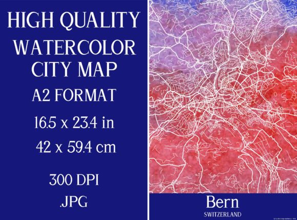 Bern Watercolor Map: Top Illustrations for Design