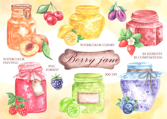 Berry Jam Watercolor Clipart & Illustrations Review