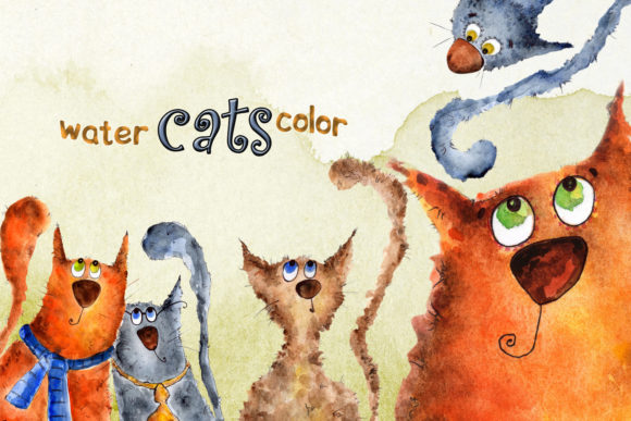 Cats Watercolor Illustrations for Local Branding
