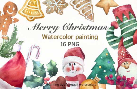 Christmas Set Watercolor Clip Art & Illustrations Review