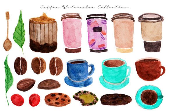 Coffee Theme Watercolor Collection: Illustrations Review