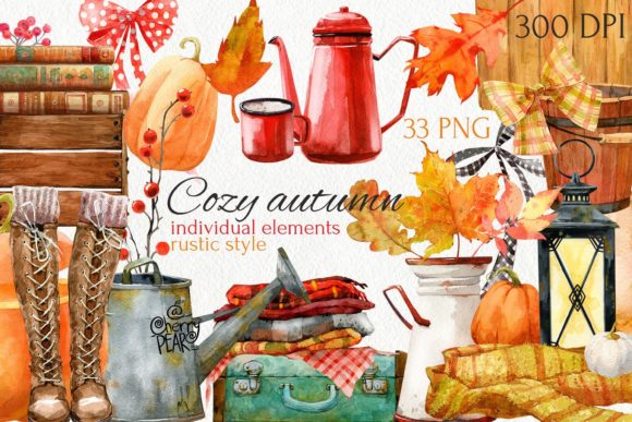 Cozy Autumn Watercolor Illustrations for Fall Design