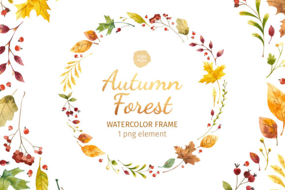 Fall Leaves Wreath: Watercolor Illustrations