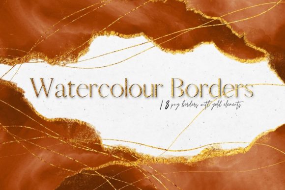 Gold & Orange Watercolour Borders: Vibrant Illustrations