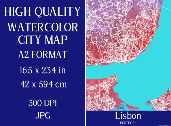 Lisbon Portugal Watercolor City Map: A Designer's Review