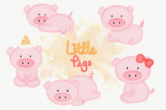Little Pigs Watercolor Clipart: Charming Illustrations