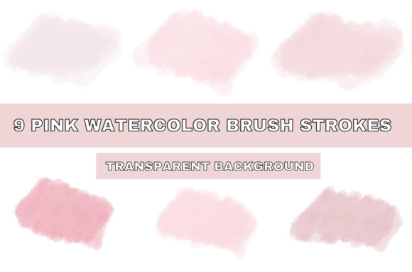 Pink Watercolor Brush Stroke ClipArt Set: Illustrations