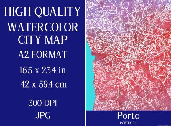 Porto Watercolor Map: Editorial Illustrations