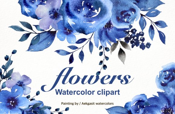 Purple Flower Watercolor Clipart: Premium Illustrations