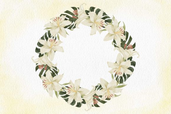 Review: Watercolor White Lily Flower Wreath for Embroidery