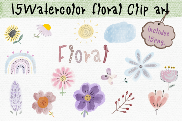 Reviewing 15 Hand-draw Watercolor Floral Illustrations