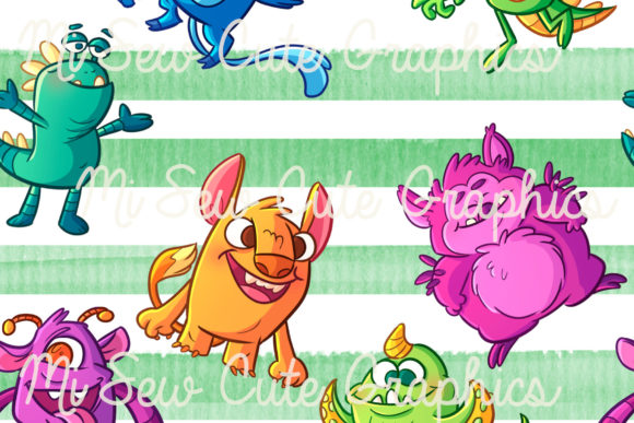 Seamless Watercolor Monsters: Fresh Illustrations