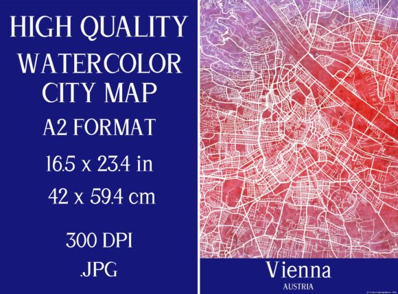 Vienna Austria Watercolor City Map Illustrations Review