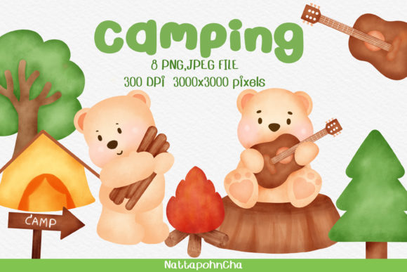 Watercolor Camping Bear Clipart: A Designer's Review of Illustrations