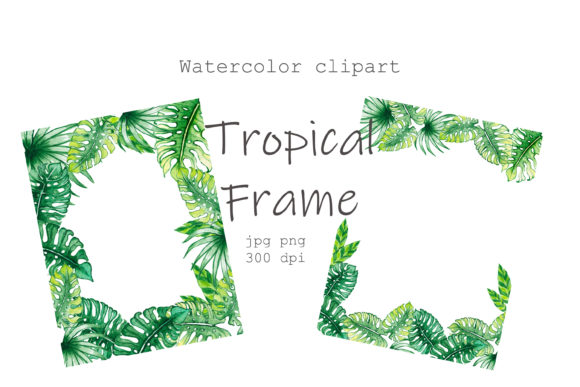 Watercolor Clipart Tropical Leaves Files for Illustrations