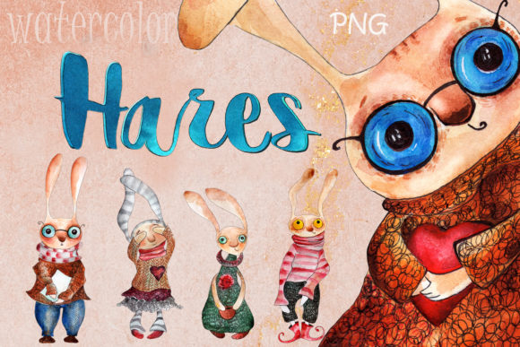 Watercolor Collection of Cute Hares: Soft Illustrations