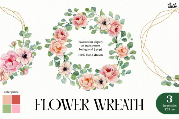Watercolor Eucalyptus and Roses Wreath Illustrations Review