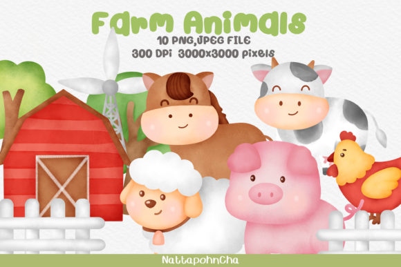 Watercolor Farm Animals Clipart Bundle: Illustrations Review