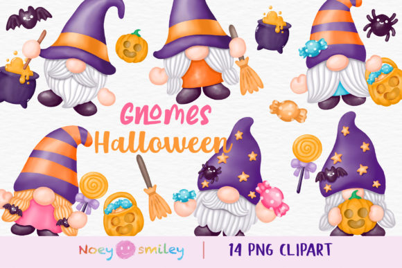 Watercolor Gnomes Halloween Clipart: Whimsical Illustrations