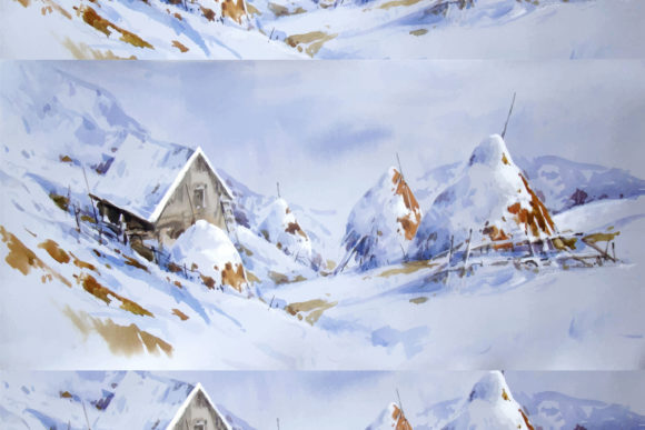 Watercolor Landscape Illustration for Modern Illustrations