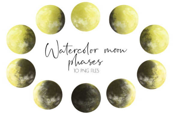 Watercolor Moon Phases: Premium Illustrations
