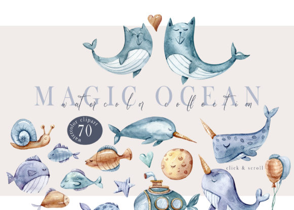 Watercolor Nautical Clipart: 70 Illustrations for Branding