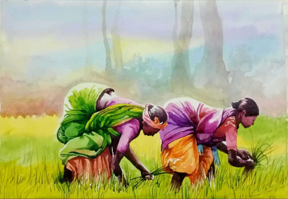 Watercolor Person in Field: Illustrations for Crafters