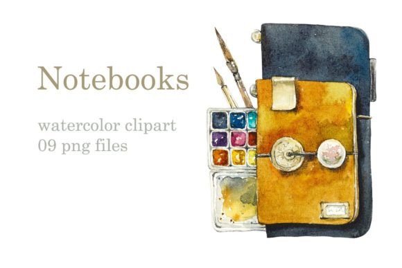 Watercolor Travelbooks Clipart: Illustrations for Sellers