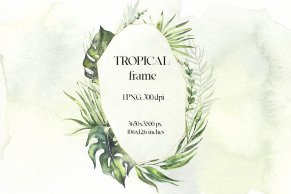 Watercolor Tropical Frame Clipart: Vibrant Illustrations