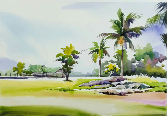 Watercolor Tropical Palm Trees: Vibrant Illustrations